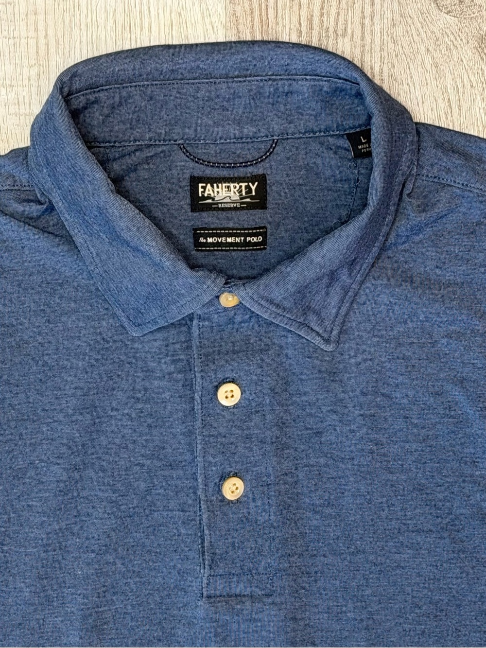 Faherty Reserve Short-Sleeve Movement Polo Sea Navy Heather Mens Size L MKS2425